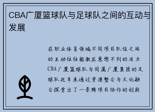 CBA广厦篮球队与足球队之间的互动与发展